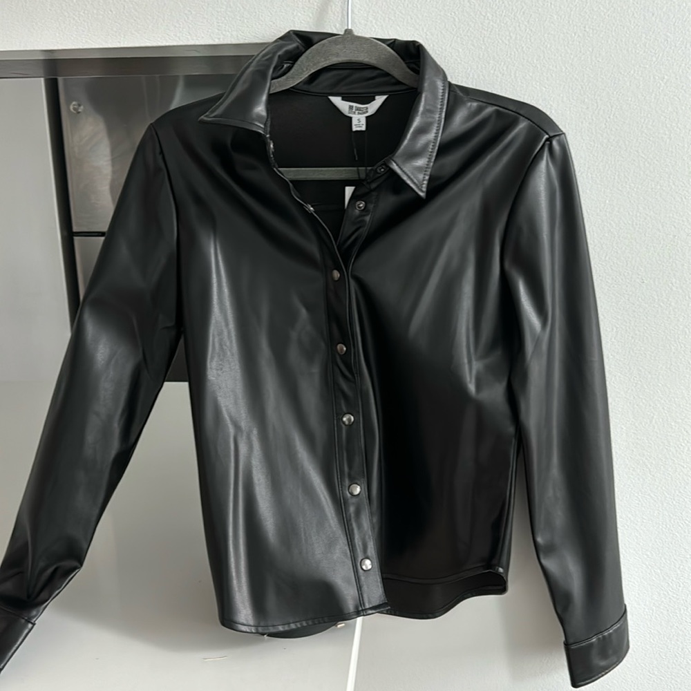 Black faux leather top, brand new and never worn!